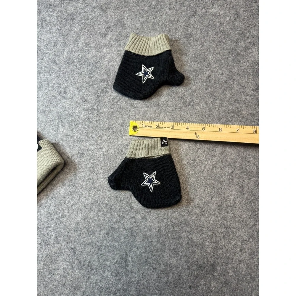 '47 Unisex Black Dallas Cowboys NFL Bam Bam Cuffed Pom Beanie Hat Mittens Set
